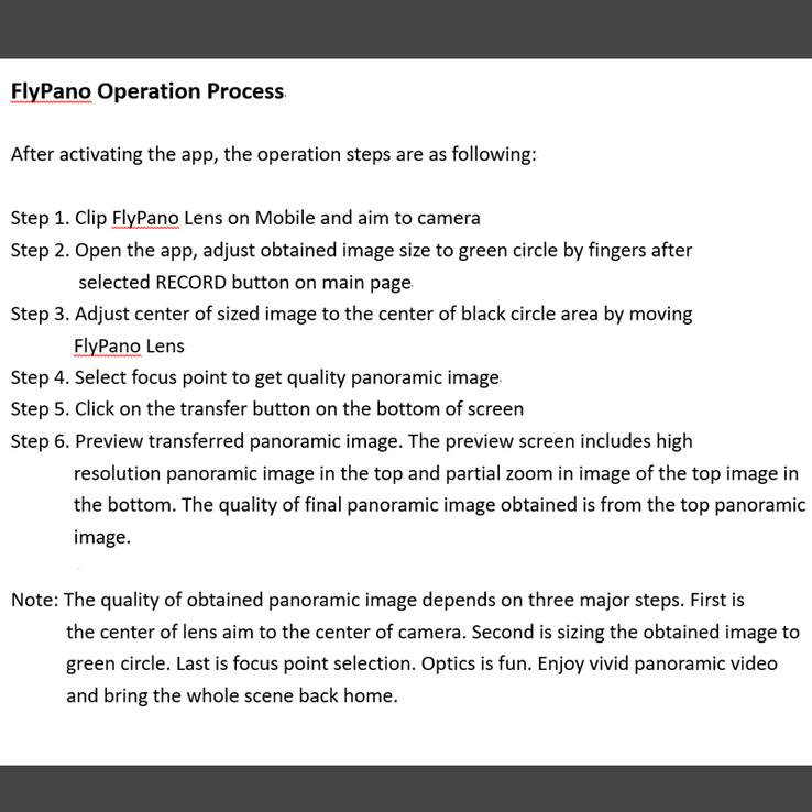 FlyPano Operation Process